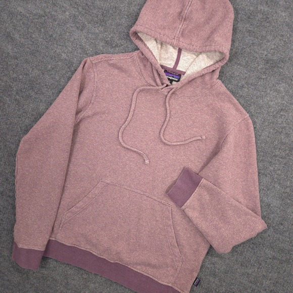 Patagonia Trail Harbor Hoody Mens M Purple Striped Hemp Blend Hoodie Pullover - Picture 1 of 9